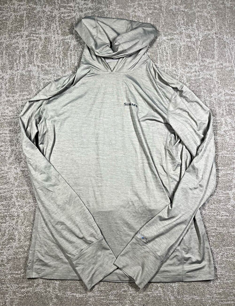 Simms SolarFlex Hoody Gray Hooded Long Sleeve Fishing Shirt Men's S/P